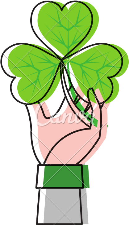 Moved Color Hand Man With Clover Plant And Leaves - Shamrock (800x800)