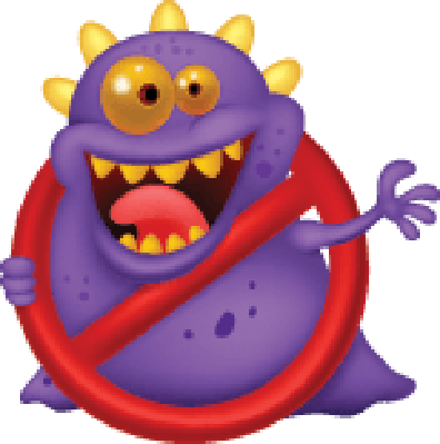 Clipart Freeuse Library Cartoon Stop Virus Purple In - Virus Computer Cartoon Png (396x399)