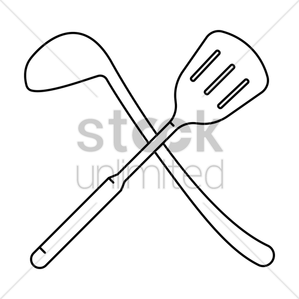 Ladle Cartoon Black And White Clipart Ladle Spatula - Ladle Cartoon Black And White Clipart Ladle Spatula (600x600)