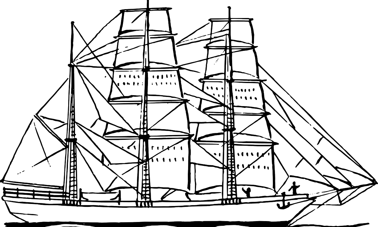 Free Printable Boat Coloring Pages For Kids Boats Ships - Sailing Ship Black And White (1280x768)