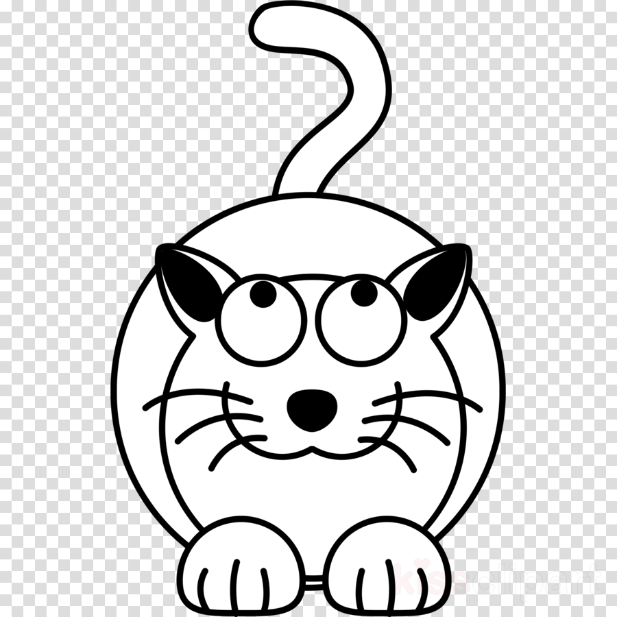 Black And White Cat Cartoon Clipart Cat Black And White - Computer System Vector Transparent Background (900x900)