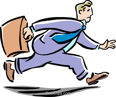 Man Running To Work Royalty Free Vector Clip Art Illustration - Man Running To Work Royalty Free Vector Clip Art Illustration (480x400)