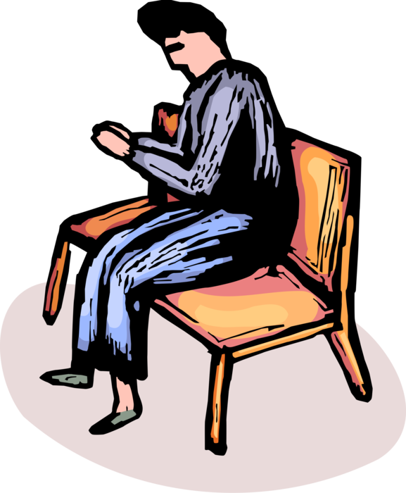 Christian Kneels Praying Vector Image Illustration - Sitting (577x700)