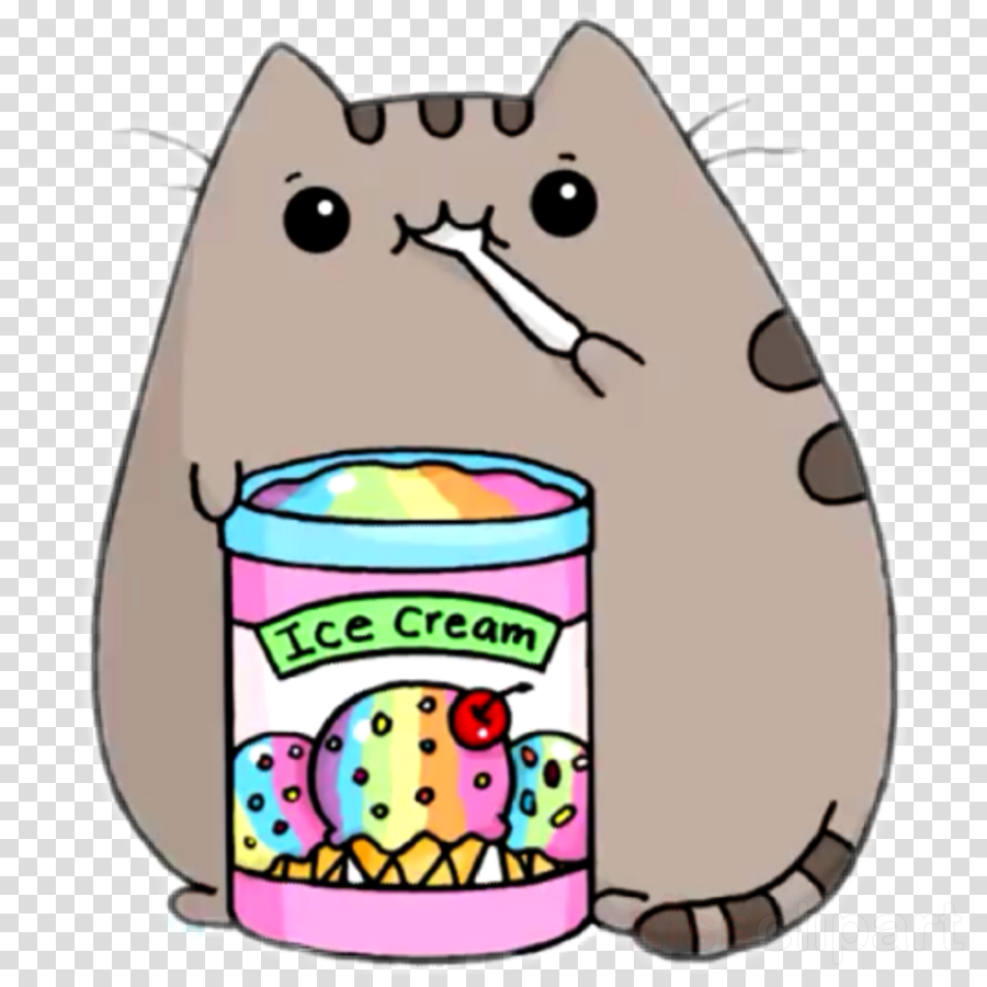 Pusheen Eating Ice Cream Clipart Ice Cream Pusheen - Cute How To Draw Pusheen (900x900)