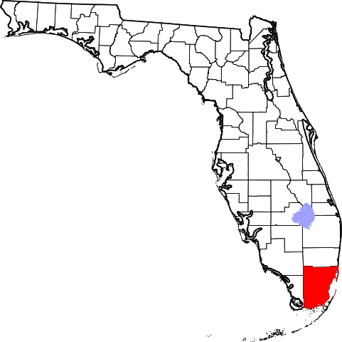 Map Of Florida Highlighting Miami-dade County - Seaside Florida On A Map (481x480)