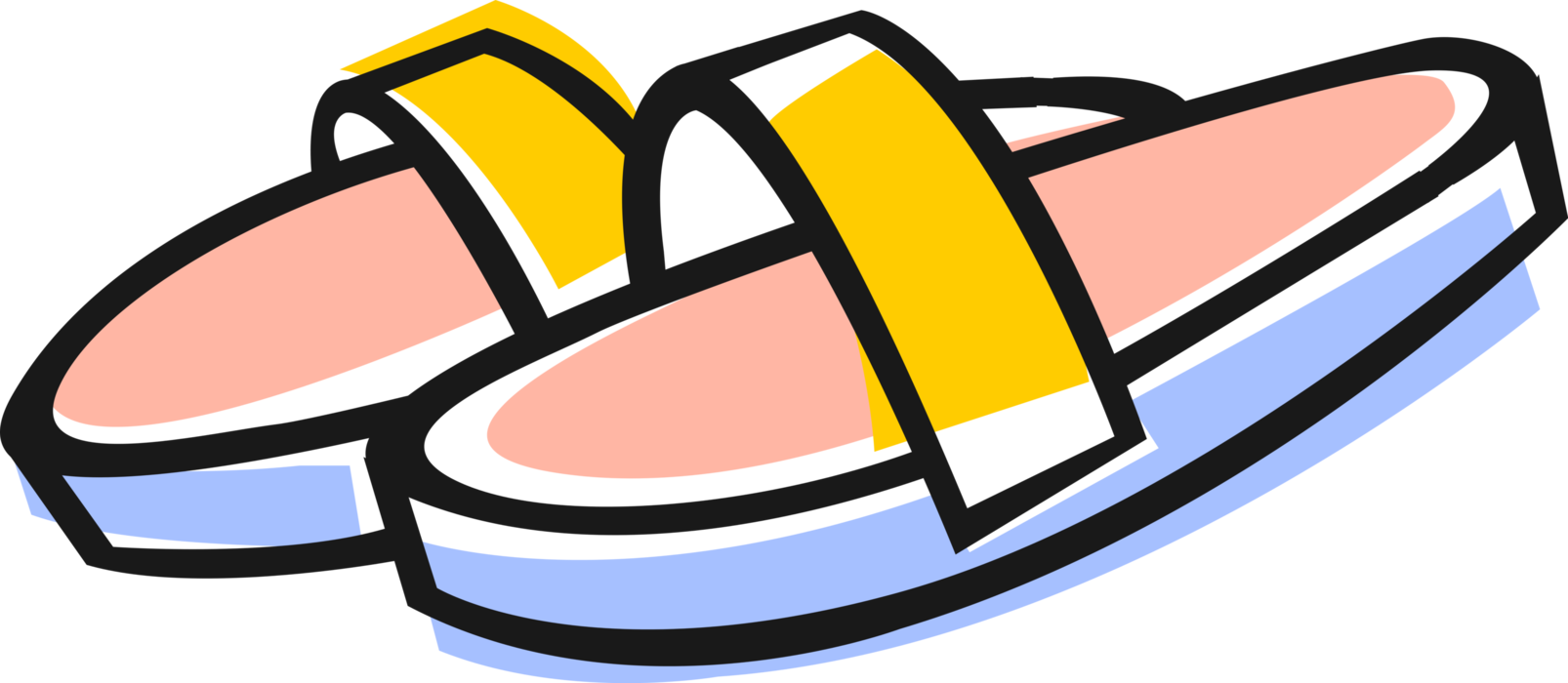 Vector Illustration Of Sandals, Thong Flip-flops Or - Vector Illustration Of Sandals, Thong Flip-flops Or (1606x700)