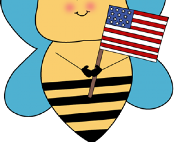 Bee With Flag Cartoon (640x480)