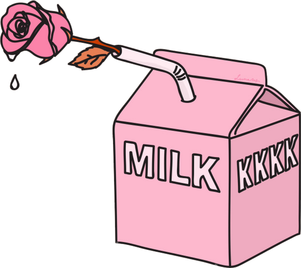 Rose Sticker - Aesthetic Milk Carton (1024x911)