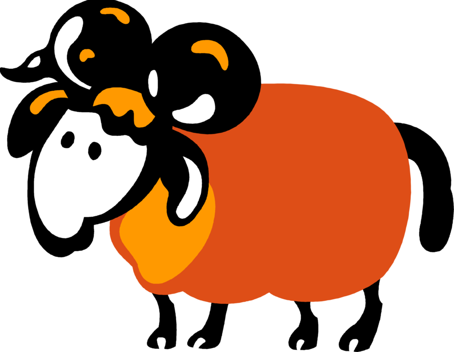 Vector Illustration Of Mountain Goat Ram With Horns - Cartoon (902x700)