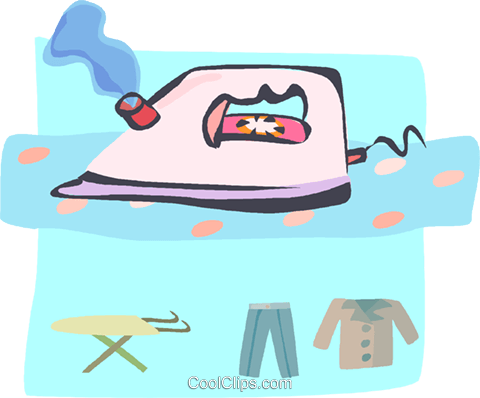 Irons Ironing Royalty Free Vector Clip Art Illustration - Cartoon (480x398)