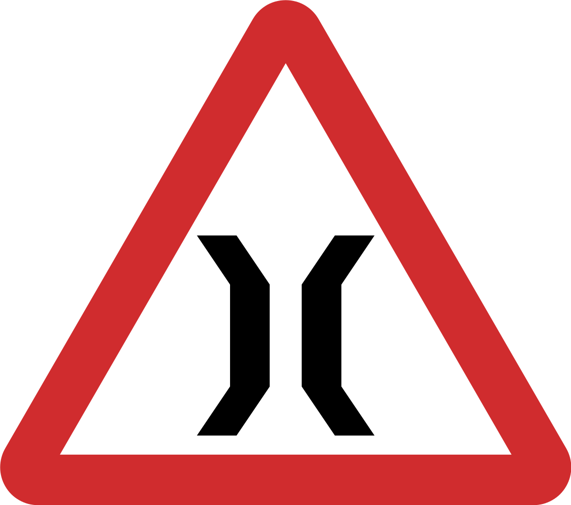 Road Traffic Signs In Nepal - Narrow Bridge Ahead Sign (1159x1024)