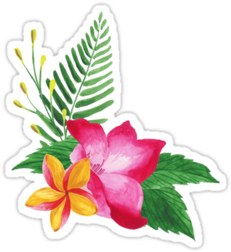 Summer Watercolor Beautiful Tropical Flower By Barcelonashop - Chinese Hibiscus (375x360)