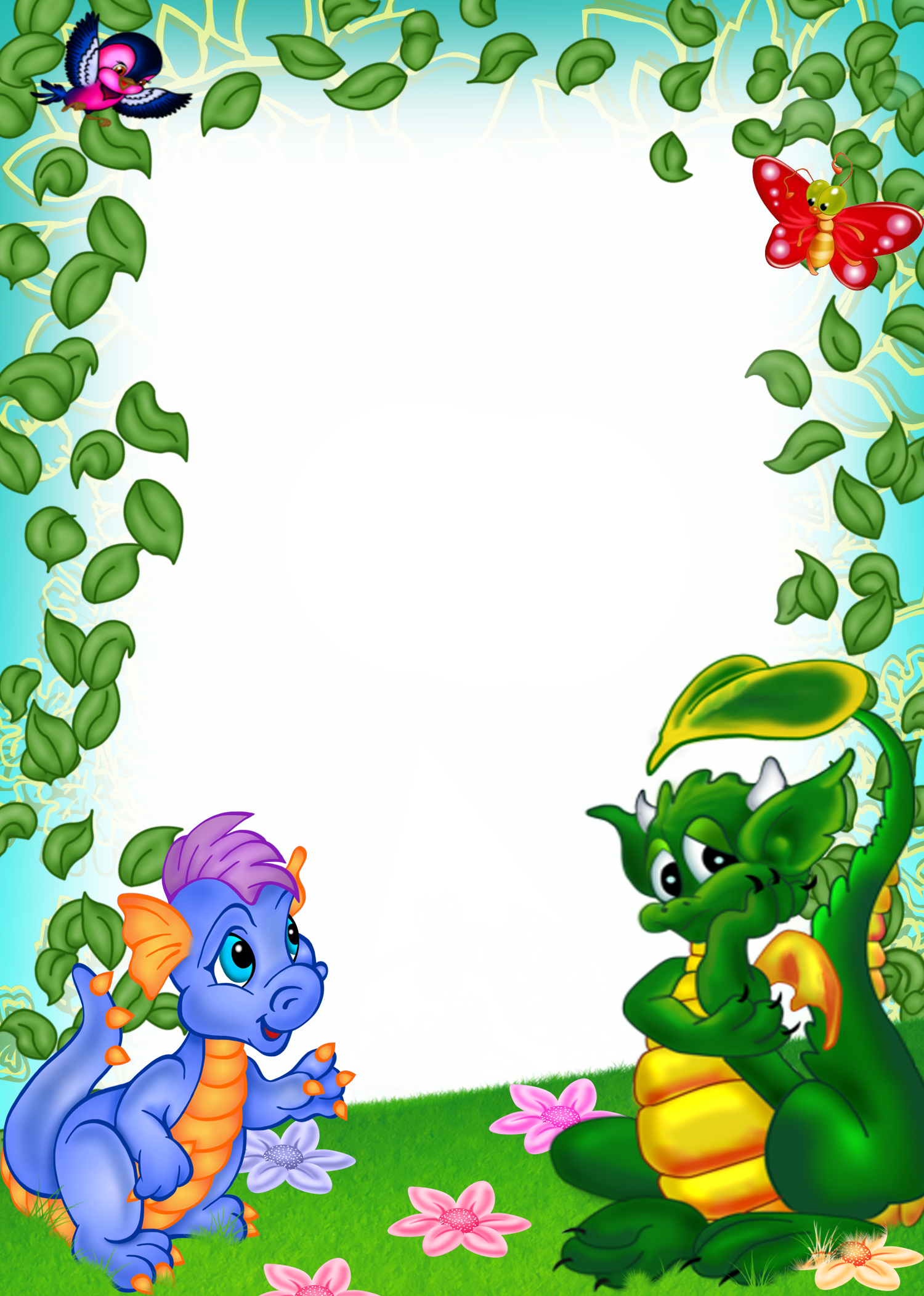 Garden Clipart Picture Frame - Plantillas Infantiles (1500x2102)