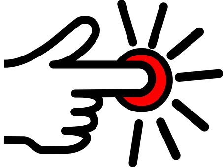 Switch, Hand, Button, Finger, Press - Press The Button Icon (453x340)