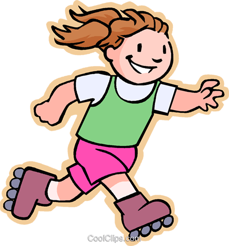 Roller Skating Girl Clipart No Watermark - Rollschuhlaufen Clipart (448x480)