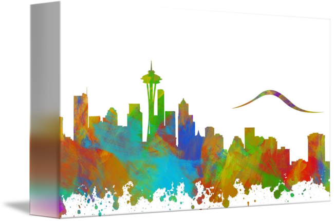 Seattle Skyline Silhouette Ii By Ricky Barnard - Seattle Skyline Silhouette (650x431)