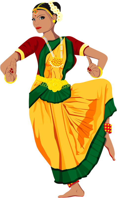 Personnages - Indian Classical Dance Clipart (474x797)