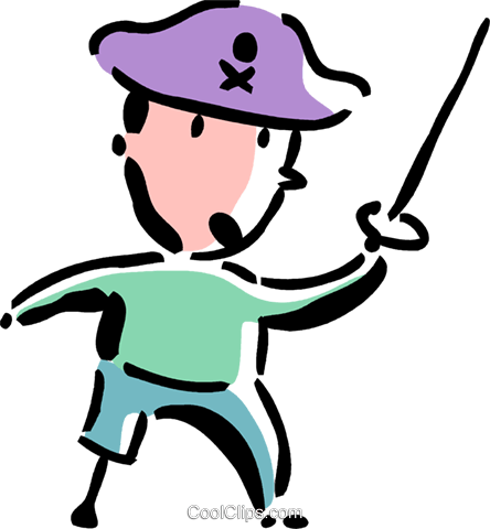 Boy Dressed Up As A Pirate Royalty Free Vector Clip - Boy Dressed Up As A Pirate Royalty Free Vector Clip (444x480)