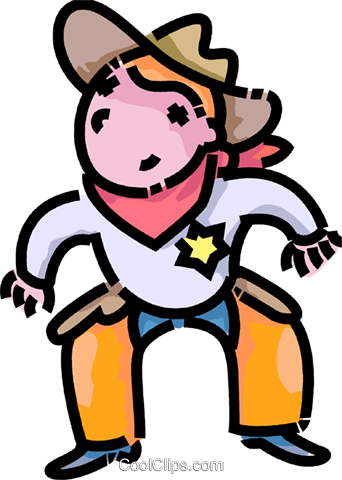 Boy Dressed Up Like A Cowboy Royalty Free Vector Clip - Cartoon (342x480)