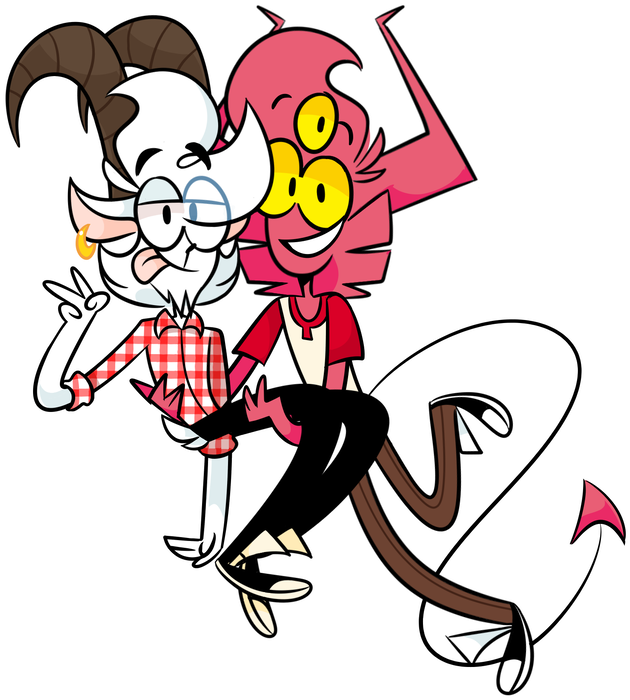 Goat Demon Duo By Flippin-fatbears - Cartoon (894x894)