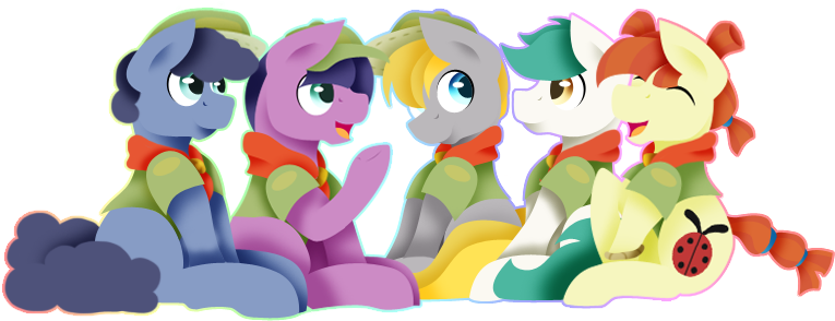 Flashbrush, Camp Friendship, Clothes, Colt, Filly, - Cartoon (805x399)