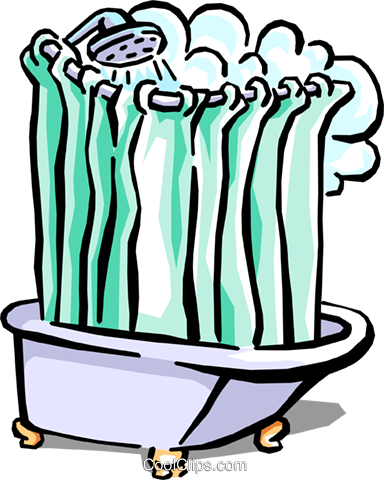 Shower Royalty Free Vector Clip Art Illustration - Person Taking A Shower Clipart (384x480)
