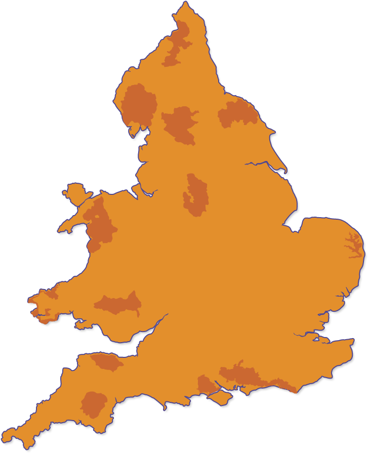 England & Wales - Mourne Mountains On A Uk Map (750x900)