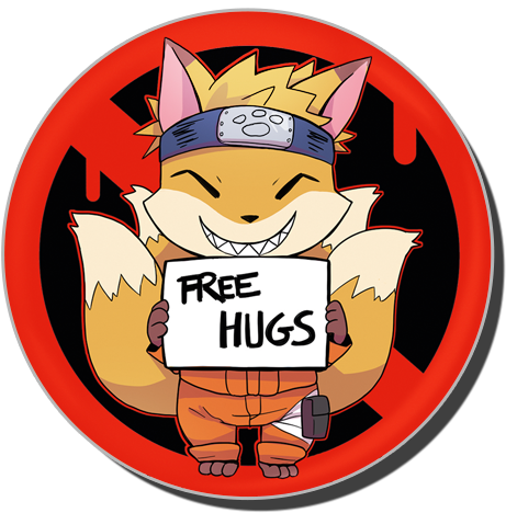 Gros Badge No Free Hugs - Cartoon (532x506)
