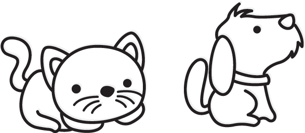 Cartoon Cat And Dog - Dog Cartoon Black And White Png (698x350)