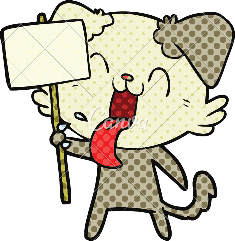 Cartoon Dog Holding Up Sign - Cartoon Avocado Png (778x800)