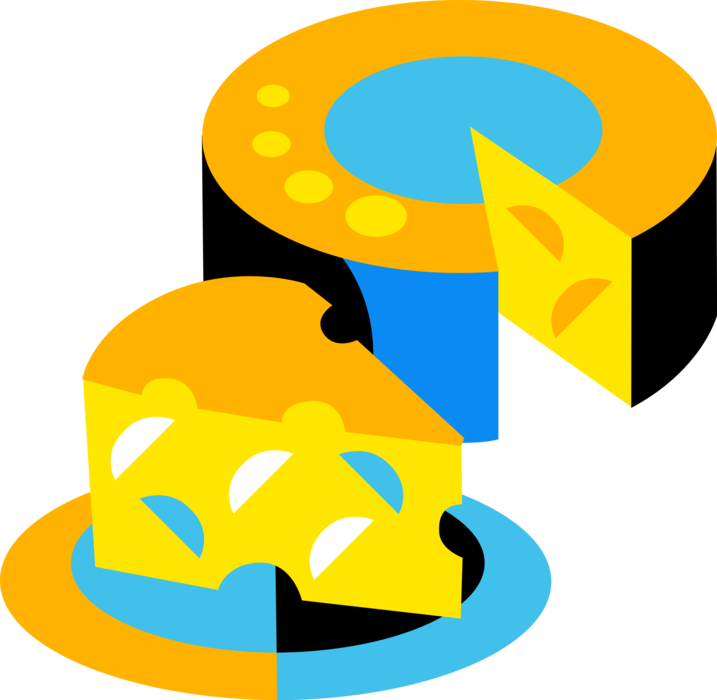 Vector Illustration Of Dairy Milk Cheese Wheel And - Vector Illustration Of Dairy Milk Cheese Wheel And (717x700)