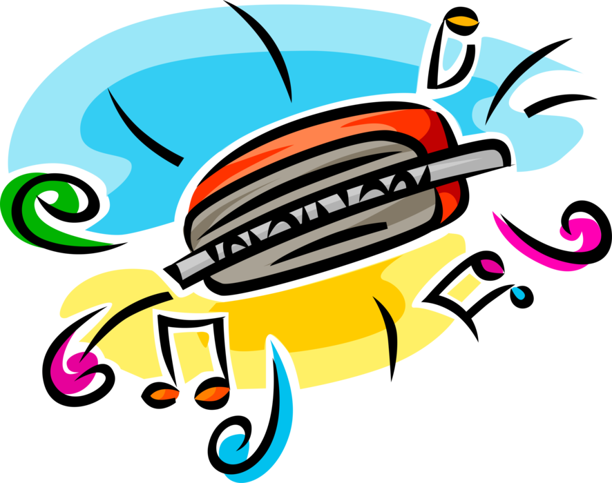 Vector Illustration Of Harmonica Mouth Organ Free Reed - Vector Illustration Of Harmonica Mouth Organ Free Reed (886x700)