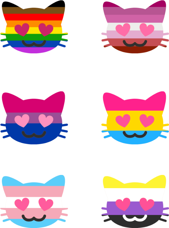 “heart Eye Kittens For Your Pride Month Needs Feel - Non Binary Icons (674x878)