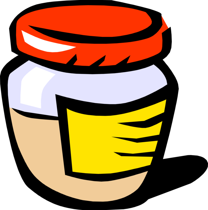 Vector Illustration Of Mustard Condiment Jar - Islamic Achievements Clip Art (693x700)