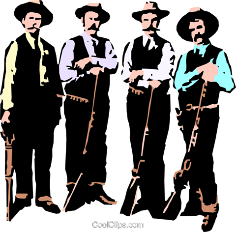 Old West Gun Fighters Royalty Free Vector Clip Art - Butler Family Karnes County (480x472)