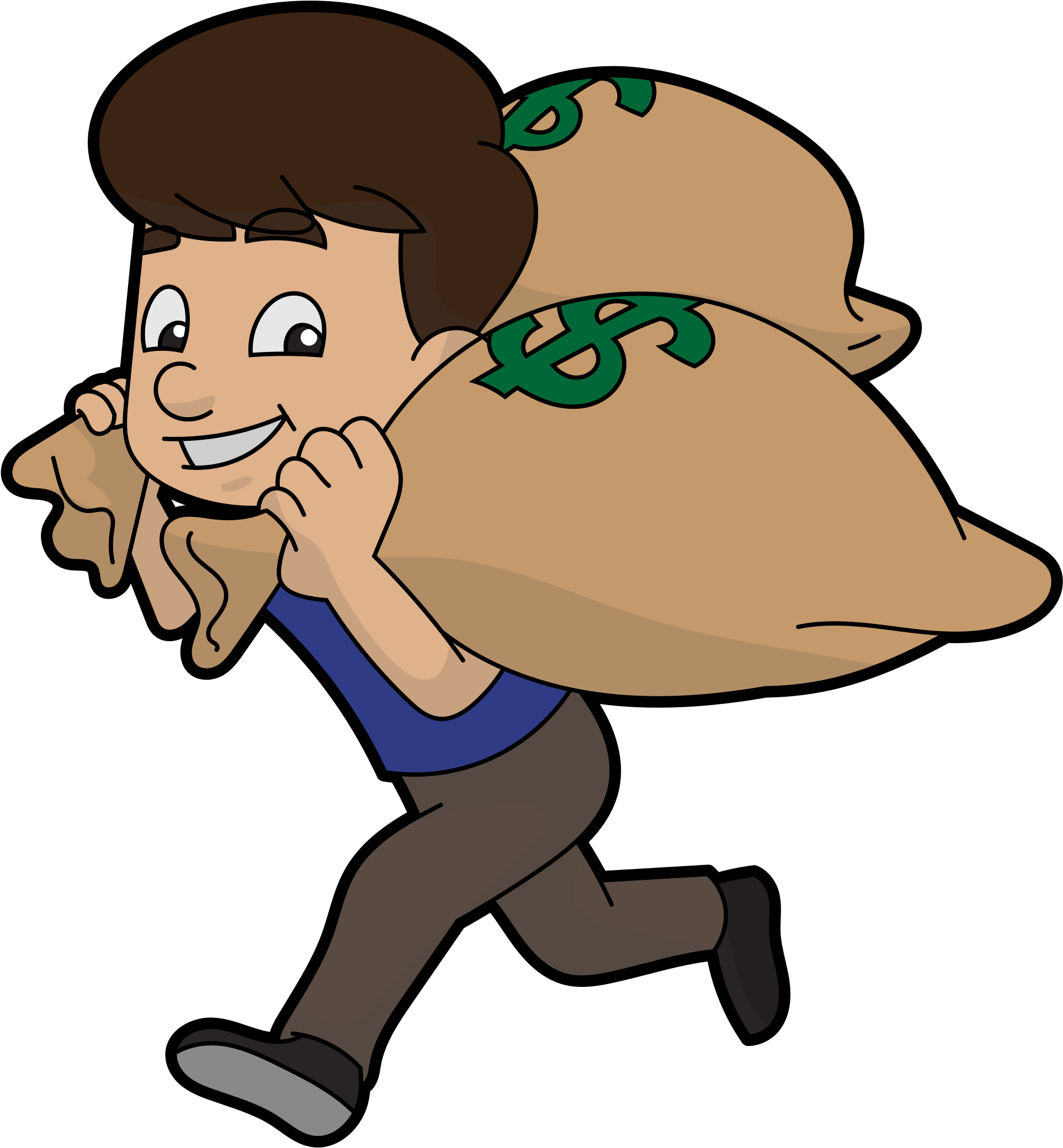 Open - Cartoon Guy With Money Bag (2000x2306)