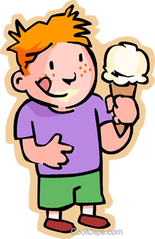 Little Boy With An Ice Cream Cone Royalty Free Vector - Ice Cream Sundae Feierabend (312x480)