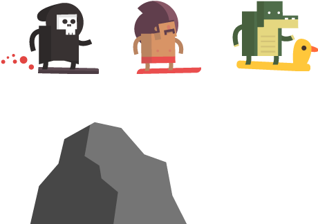 Through The Oceans, Caves, Snowy Hills And - Cartoon (459x433)