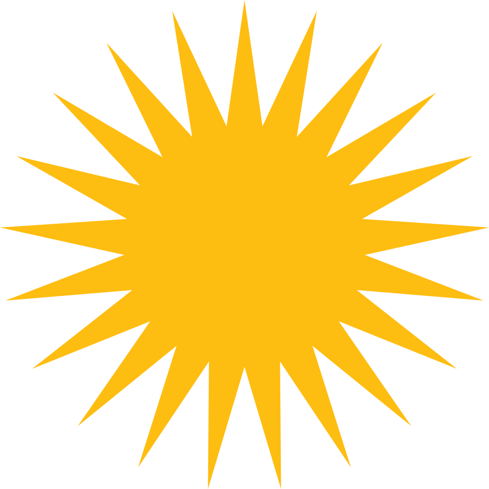 Sun Clipart Images Black And White Colorful Drawing - Kurdistan Sun (970x970)