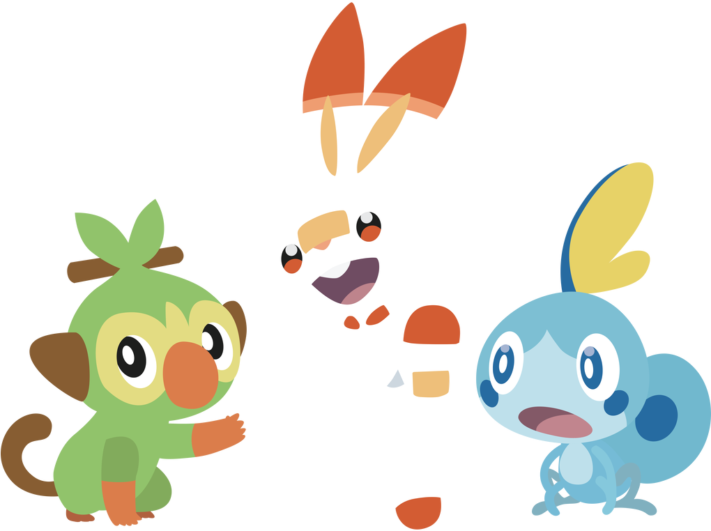 Pokemon Sword And Shield Starters - Cartoon (1019x785)
