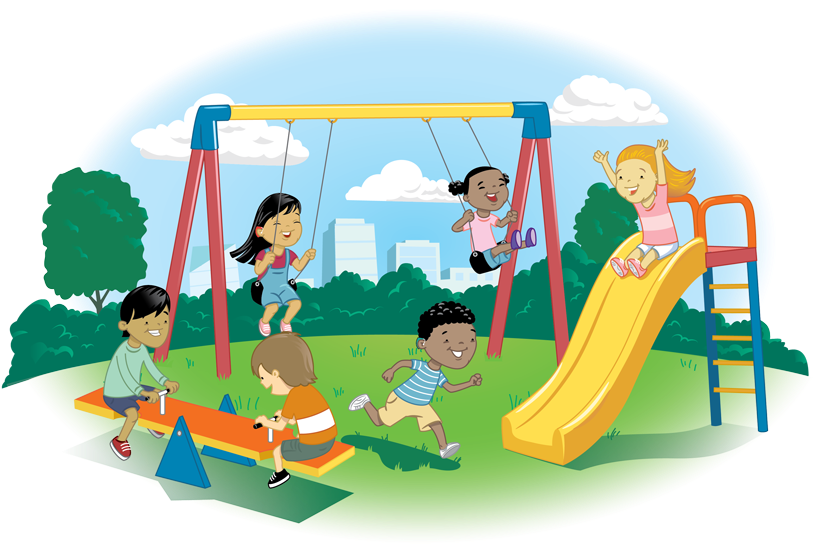 The Listening Room - Kids Playground Cartoon Hd Png (876x548)