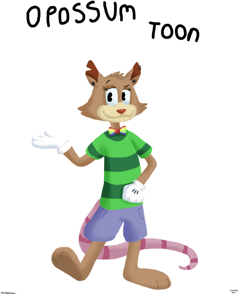 Opossum Cat Us By - Cartoon (800x1000)