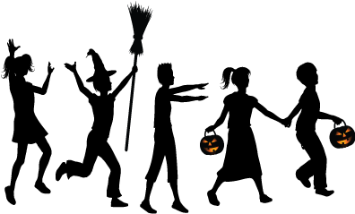 Silhouette Halloween Kids (400x421)