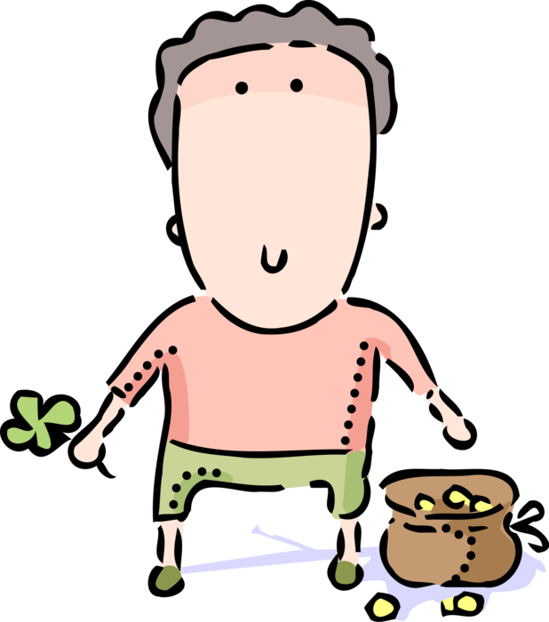 Vector Illustration Of St Patrick's Day Lucky Shamrock - Cartoon Watering Can (618x700)