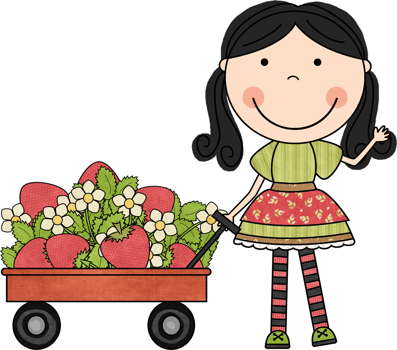 Ch - B *✿* - Menina Com Morango Desenho (1280x1129)