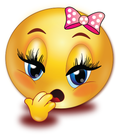 Yawning Girl Smiley Emoji Sticker - Emoji Listening To Music (512x512)