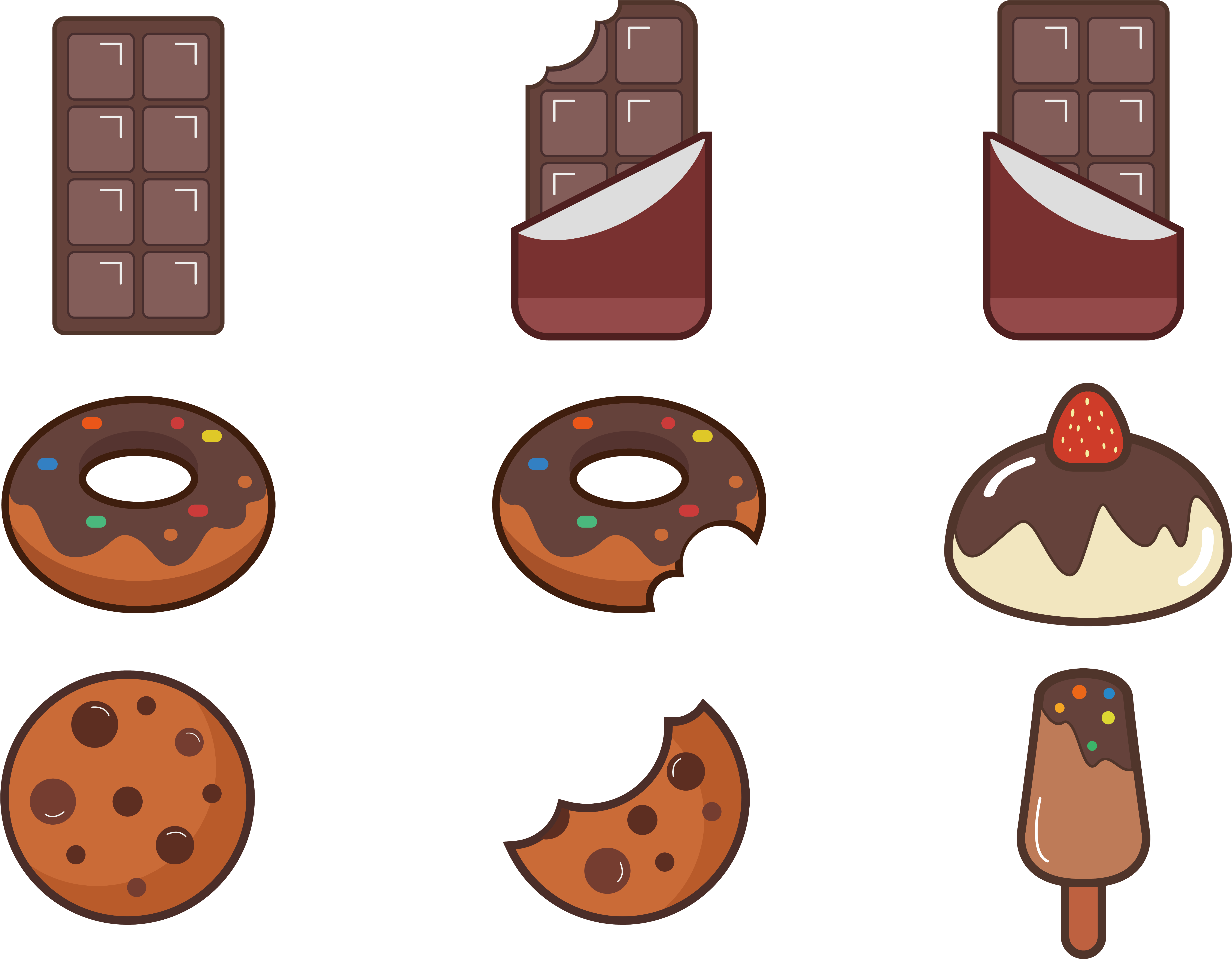 Doughnut Food Vector Cartoon Cute Chocolate Taste - Chocolate Vector (6201x5020)