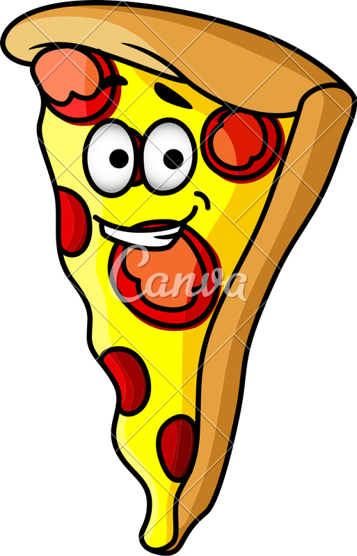 Slice Of Happy Cheesy Pepperoni Pizza - Pepperoni Pizza Cartoon Man (513x800)