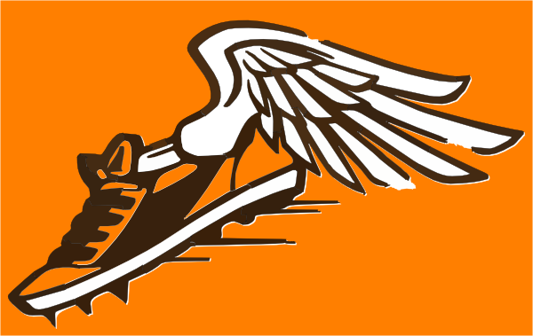 Orange & Brown Shoe Clip Art Vector Online Royalty - Cross Country Shoes Clipart (600x379)