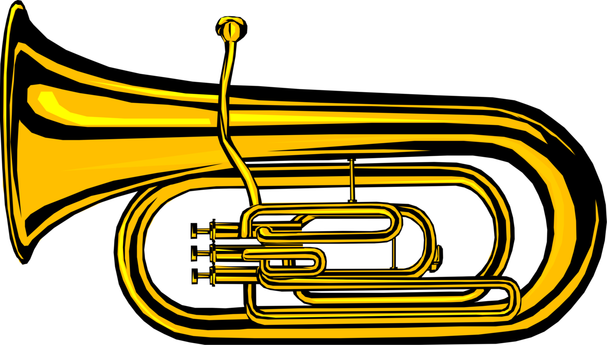 Vector Illustration Of Tuba Large Brass Low-pitched - Vector Illustration Of Tuba Large Brass Low-pitched (1231x700)
